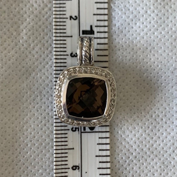 David Yurman 18k & Sterling Smoky Quartz & Pave Diamond Albion Enhancer Pendant - Picture 12 of 14